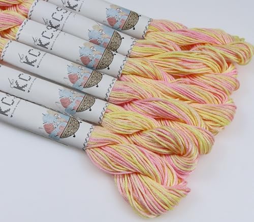 KCS Big skeins of 25 Meters Size 25 Color Variegated Cross Stitch Stranded Threads,6 skeins,4160