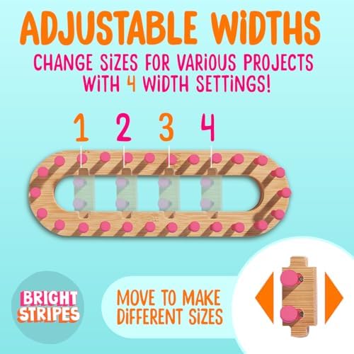 Bright Stripes Nimble Knitter Kit, 4-in-1 Adjustable Bamboo Loom Craft Set