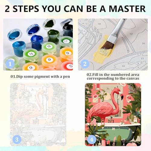4 Pack Animals Framed Paint by Numbers Kit for Adults, 10x12 inch