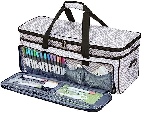 HOMEST Double Layer Carrying Case with Mat Pocket for Cricut and Tools