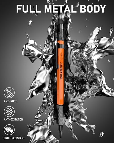 Four Candies 3PCS 1.3mm Metal Mechanical Pencil Set with Case (Orange)