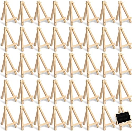 Yalikop 40 Pack 5 Inch Mini Wood Easel Stand Mini Wood Display Easel Wooden Tripod Holder Stand for Painting Portable Canvas Photo Picture Sign Displaying Small Business Cards Artist Phone Wedding
