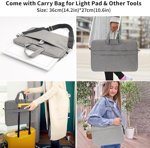 TOHETO A4 Light Board with Bag for Diamond Painting, Super Bright Magnetic Light Pad with Side Buttons, Lightbox for Tracing and Drawing, Corded Light Table for Sketching, Weeding Vinyl (White)
