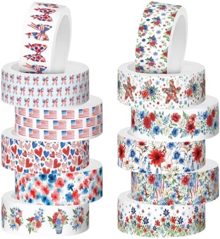 Patriotic Flower Washi Tape Strong Adhesion for Gift Wrapping