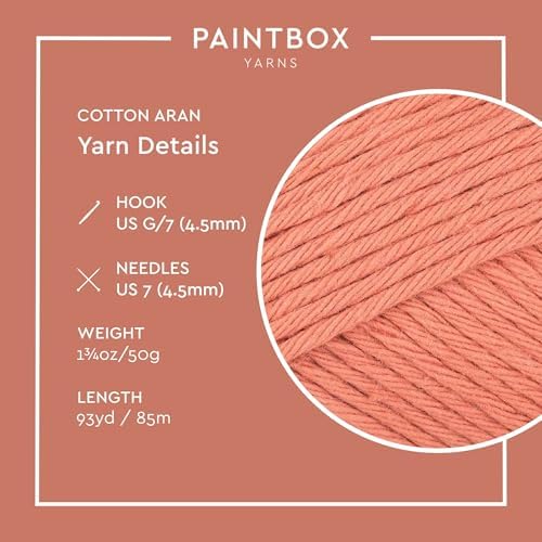 Paintbox Yarns 100% Cotton Aran Yarn 1.76oz / 50g, 93yds / 85m