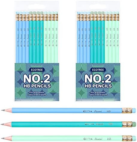 ECOTREE Pre-Sharpened #2 Pastel Pencils, Back to School Supplies, 24 Count