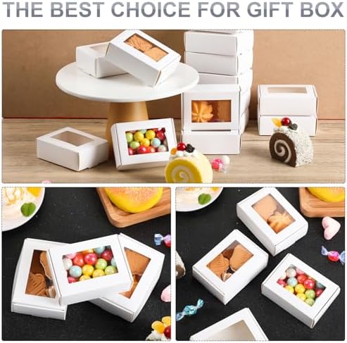 Zonon 60 Pcs Mini Kraft Soap Boxes with Window Homemade,White