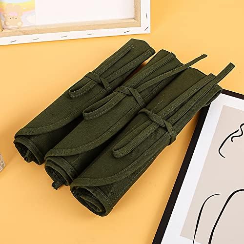 Funny live Paint Brush Holder Art Supplies, Artist Brush Holder & Storage Organizer Roll-Up Case Bag, Protect Acrylic Oil Watercolor Paintbrushes (Green 22 Slot Pockets)