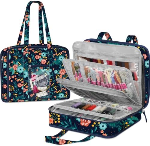 FINPAC Sewing and Craft Supplies Storage Tote Bag with Clear Pockets