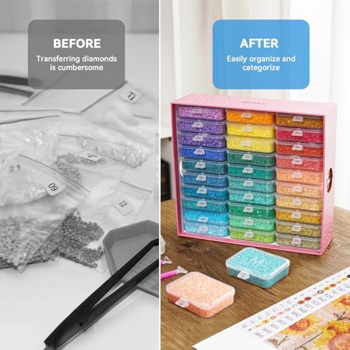 20pcs Diamond Sorting Tray - Diamond Art Storage Tray with Lids, 2-in-1 Stackable Diamond Painting Accessories for 5D Art Beads Storage & Line-Up (Pack of 2)