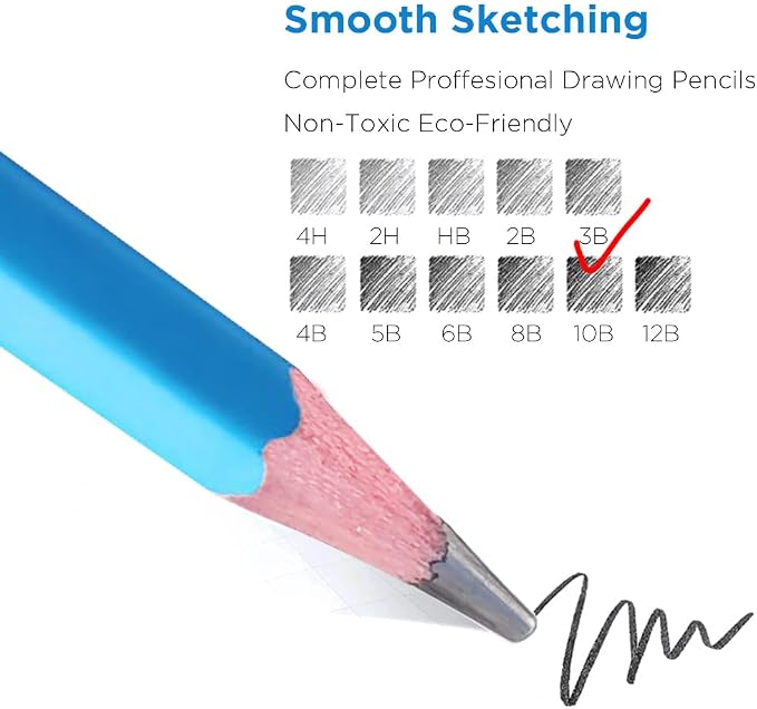 Sketch Pencils for Drawing 3B, 12pcs Professional Art Drawing Pencils for Shading, Sketching & Doodling | Graphite Pencil for Artists & Beginners