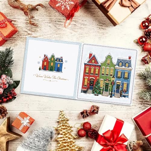 BAYUNOE 6Pcs Christmas Diamond Art Painting Greeting Card Kit with Envelope