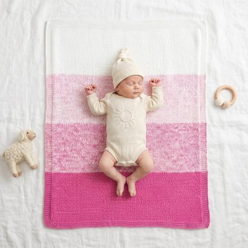 Revolution Fibers Baby Bloom Gradient Blanket Kit | 4 Balls of Gradient Yarn, 50% Cotton and 50% Viscose | Pattern Included for Knitting