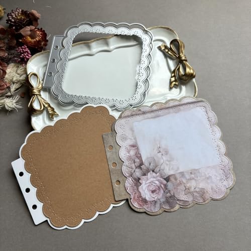 LZBRDY Vintage Charm Lace Frame Die-Cut - Carbon Steel Crafting Dies for Scrapbooking, Card Making, Greeting Cards and Journaling Supplies (Square Lace Loose Leaf 5.2 x 4.8 in)