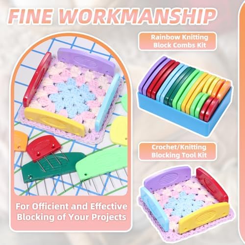 20 Pcs Knit Blocker Pins Combs, Color Knit Blockers Combs for Blocking