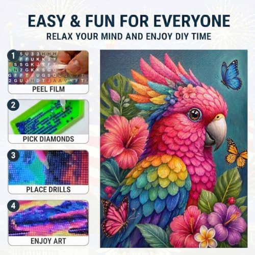 TOPCLTV Parrot Diamond Art Kits for Adults,Tropical Bird Diamond Painting