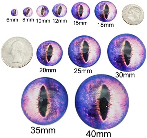 Julie Wang 6MM 100PCS Mixed Dragon Eyes Flatback Glass Cabochon Dome for Artworks Making Craft Jewelry DIY Tiny Size about 0.24inches