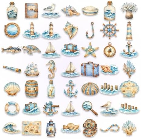 50PCS Transparent Travel Stickers, Voyage Ocean Stickers