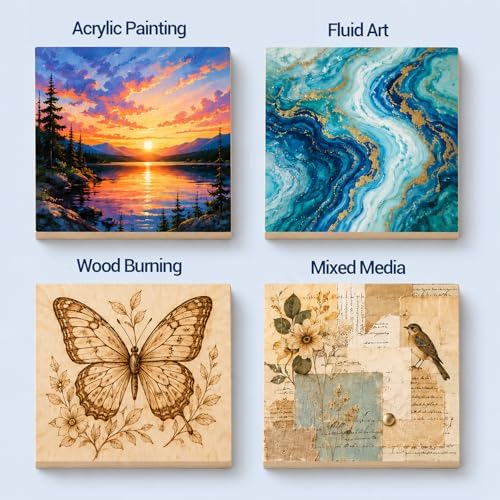 Falling in Art 10 Pack 12x12 Unfinished Birch Wood Panels Kit for Painting