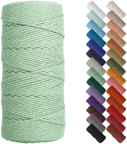 NOANTA Sage Macrame Cord 2mm x 220yards, Cotton Rope Macrame Yarn