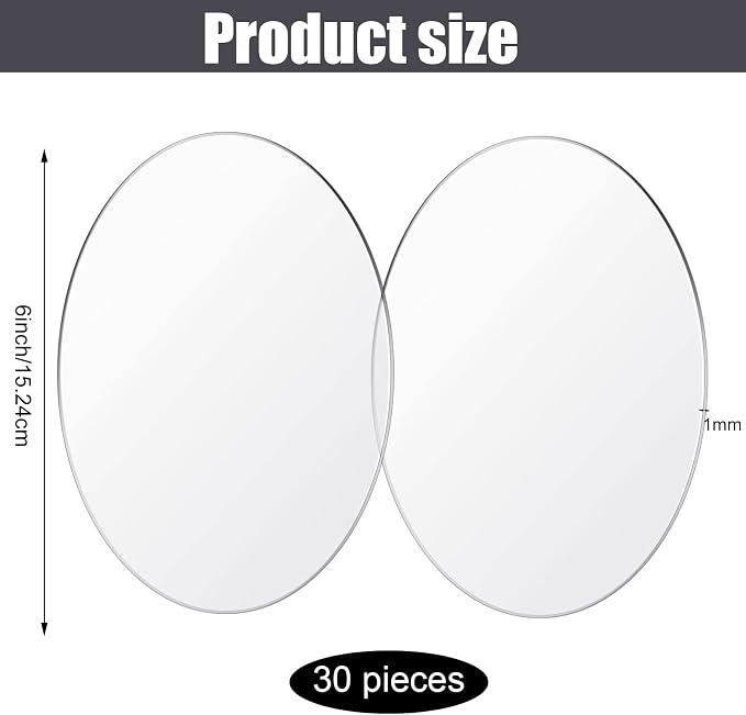 Jetec 30 Pcs 6 Inch Acrylic Circle Disc Clear Round Blanks for Crafts
