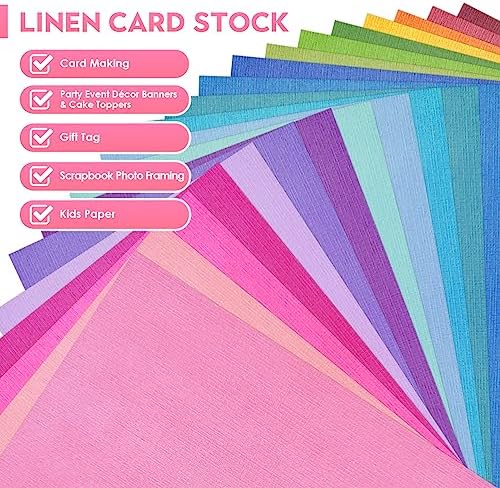 20 Sheets Rainbow Colorful Cardstock Textured Assorted Colored Paper 250 gsm Single-Sided Printed Thick Card Stock for Card Making, Scrapbooking