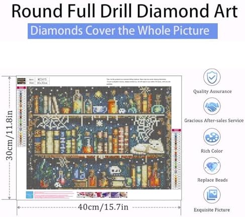 Xylogist Book Diamond Art Kits for Adults, 5D Diamond Painting Gothic Skull