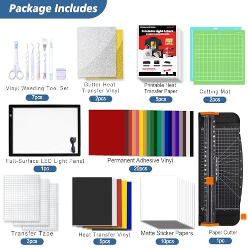 Convend All-in-One Bundle for Maker and Explore Air Cutting Machine | Craft Kit with Weeding Tools, HTV Vinyl, Permanent Vinyl, LED Light Pad, Paper Cutter for Crafting Projects