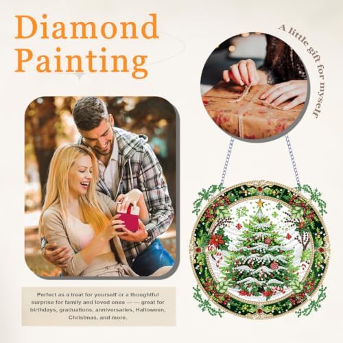 VeGuude Christmas Tree Diamond Art Kits for Adults,Acrylic Hanging Ornament