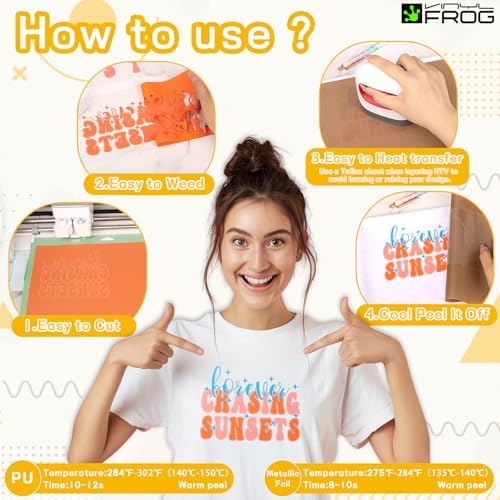 VINYL FROG 30PCS Heat Transfer Vinyl Bundle with Tools – 20 Sheets PU Iron on Vinyl + 5 Metallic HTV, 12"x12" HTV Starter Kit Scraper, Weeding Pen, Tweezers, Cutting Mat, Teflon for DIY T-Shirts