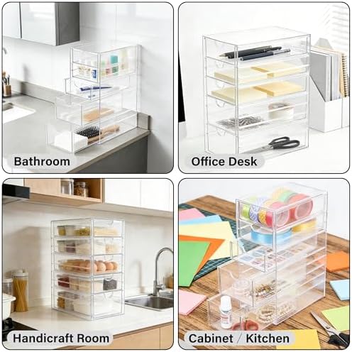 Prsildan Hair Accessories Organizer Acrylic Drawer with 5 Small Drawers