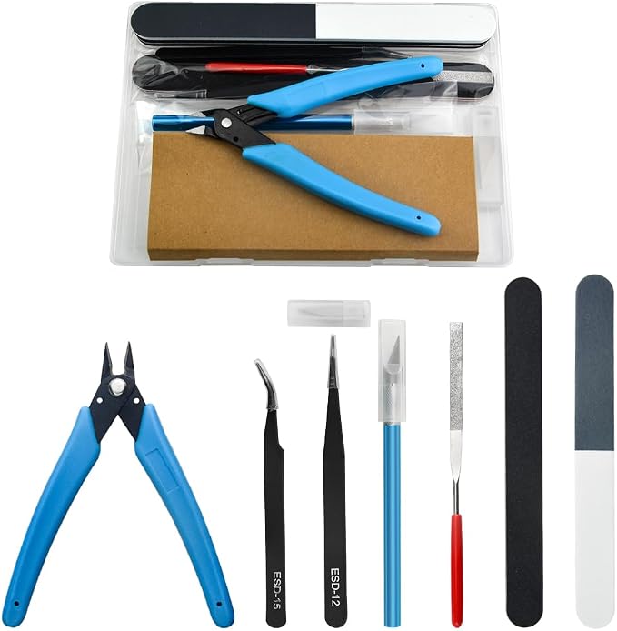 Professional 8 PCS Model Tools Kit Modeler Basic Tools Craft Set Hobby Building Tools Kit for Gundam Car Model Building Repairing and Fixing(A)