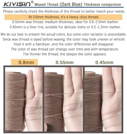 Heavy Duty Round Waxed Thread, 0.8mm, 218 Yards, Taupe, Bonded Polyester Wax Coated Cord String for Leather Sewing, Upholstery, Whipping Twine, Basket Weaving, Macrame, and Jewelry Making