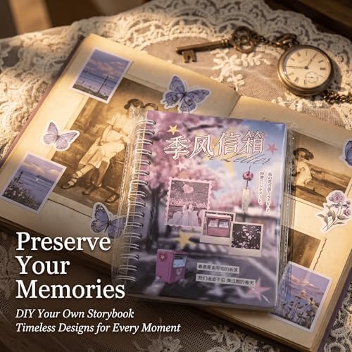 Japanese Sticker Book for Journaling and Scrapbooking, 30 Sheets Kawaii Y2K Aesthetic Paper Stickers for Junk Journal Supplies, Planner Decor, Collage, Vision Board and DIY Crafts, Monsoon Mailbox
