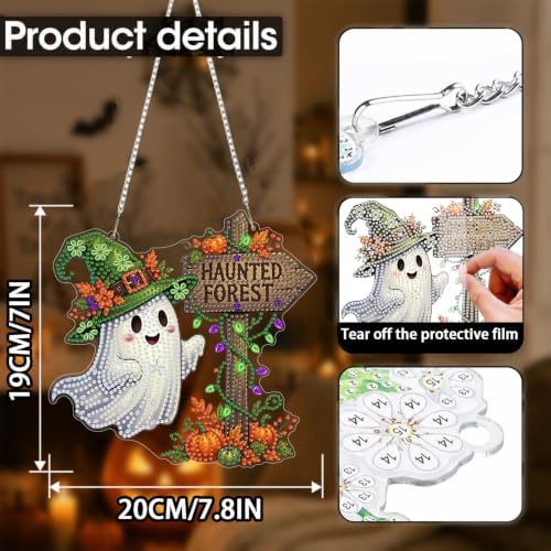 Ghost Diamond Art Hanging Kit for Adult, Diamond Art Painting 8x8inch