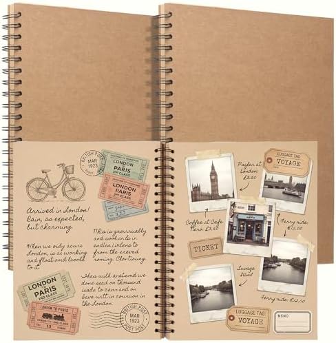 PerKoop 2 Pcs 8.5"x11" Spiral Sketch Books Sketch Pads, Kraft Brown