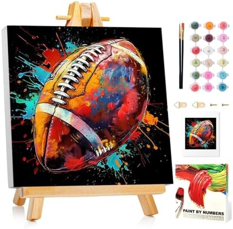 Mandun Football Paint by Numbers Kit for Kids, 8x8 inch