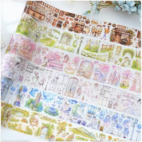 PET Tape Stickers for Journaling Supplies,Natural Scene Scrapbook Stickers