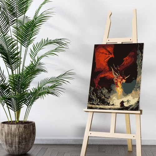Auremi Paint by Number Kits with Framed Dragons, DIY Animals Paint by Number Canvas for Adults, Easy Acrylic in Canvas with Brushes for Decor 20x30cm