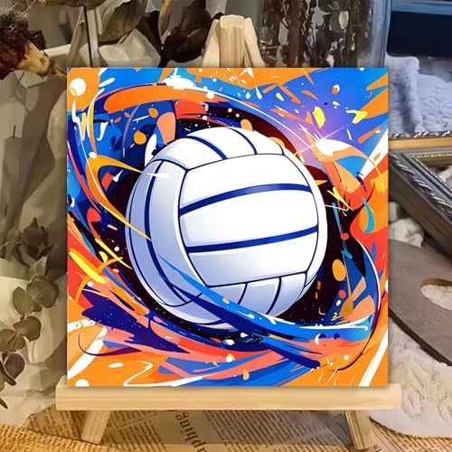 XTCIXAL Paint by Numbers Kit for Kids, Volleyball, 8X8 inch