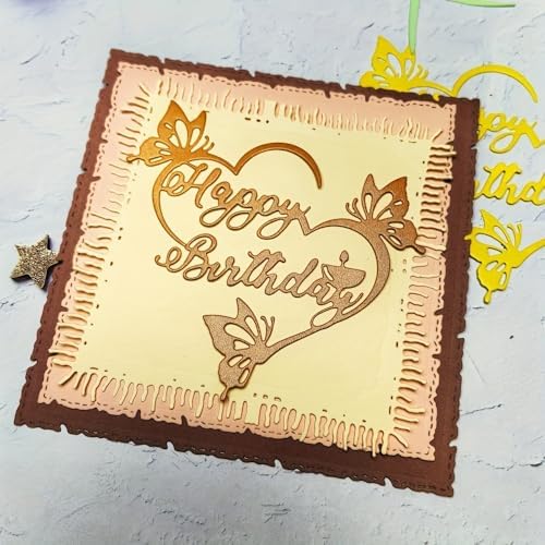 Lapoo Words Cutting Die for Scrapbooking - Durable, Cut Stencils for DIY Scrapbook Photo Album Decorative Paper Card, Card Making Supplies Party Wedding Decorations (Happy Birthday 4.1 x 3.9 in)