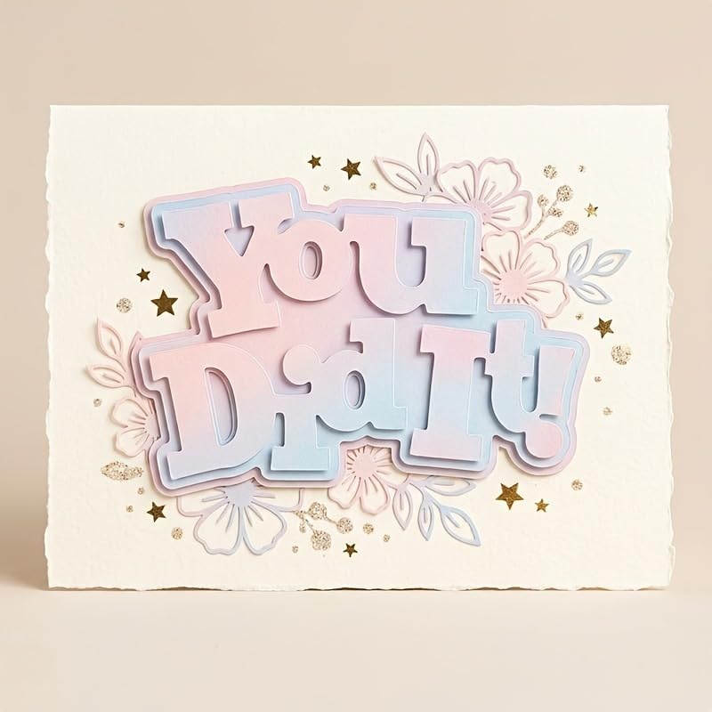 Lapoo Words Cutting Die for Scrapbooking - Durable, Cut Stencils for DIY Scrapbook Photo Album Decorative Paper Card, Card Making Supplies Party Wedding Decorations (You Did It 3.1 x 2.1 in)