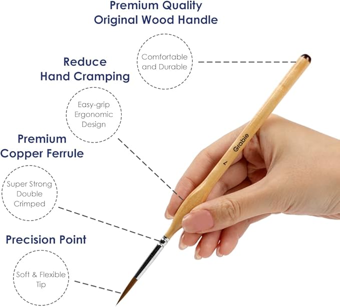 Grabie 11 Pcs Miniature Paint Brushes for Fine Detail Painting | Detail Paint Brushes For Acrylic, Watercolor, Oil & Crafts, Precision Tips for Small Areas, Smooth Control for Art Painting