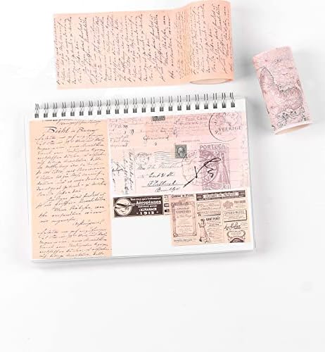 Dizdkizd Vintage Washi Tape Wide, Junk Journal Supplies, Map Newspaper Masking Tapes Stickers, Arts & Crafts Tape, Great for Vintage Journals, Gift Wrapping, 3 Inches × 4 Rolls