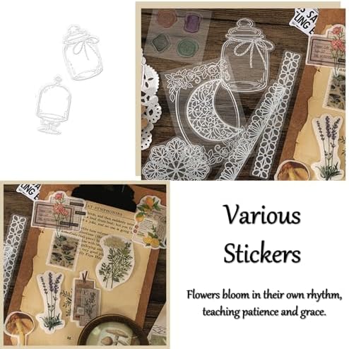 Vintage Aesthetic Scrapbook Supplies Kit, 180 pcs of Scrapbook Paper, Washi Stickers and Small Cards for Scrapbooking DIY Albums Junk Journals Bullet Journals Collages, Retro Aesthetic Decor (Nature)