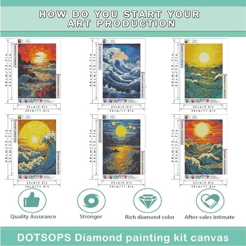 DOTSOPS 6 Pack Great Wave Diamond Painting Kits for Adults Painting Kit