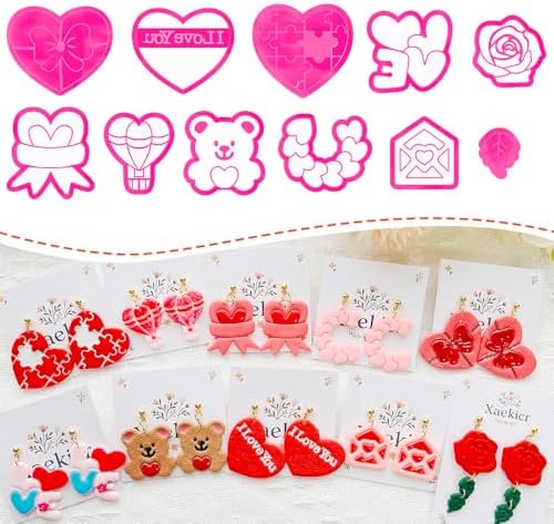 Xaekicr Heart Shape Polymer Clay Cutters Set – Polymer Molds & Clay Cutters for Polymer Clay, Decorative Earring, Clay Tools