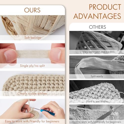 NICEEC 2 Skeins Soft Tape Yarn-Milk Tea