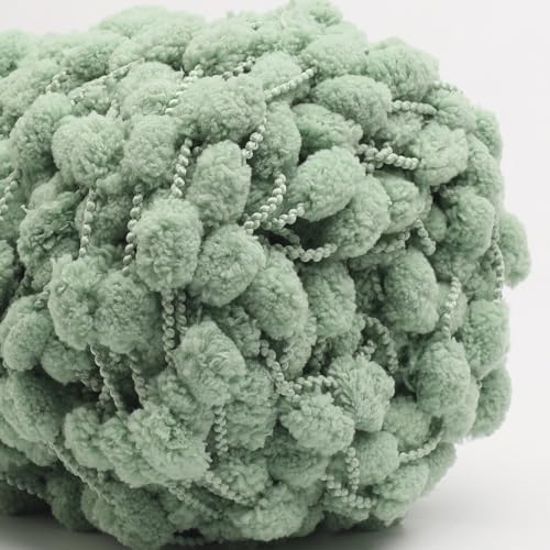 Hand-Woven Ball Yarn, 4 Pack, 380g Total, for Blankets, Cushions, and Pet Nests, Fluffy Chunky Craft Yarn (Pea Green)