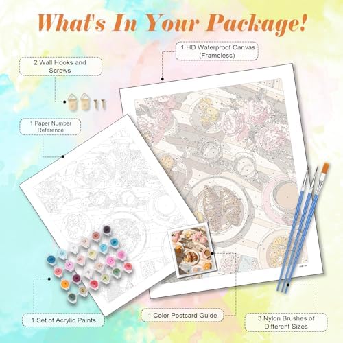 Kalonyth Coffee Paint by Numbers Kit for Adults, 16x20 inch, No Framed